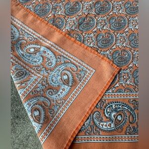 70s Peach & White Paisley Cotton Bandana